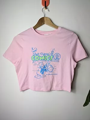 Buy Women's Disney Baby Pink Donald Duck Walt Disney Comics Print Cropped T-shirt M • 12.80£