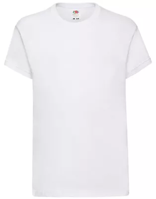 Buy Kids Fruit Of The Loom Boys Girls White  School PE T-Shirt Plain Tee Casual Top • 2.99£
