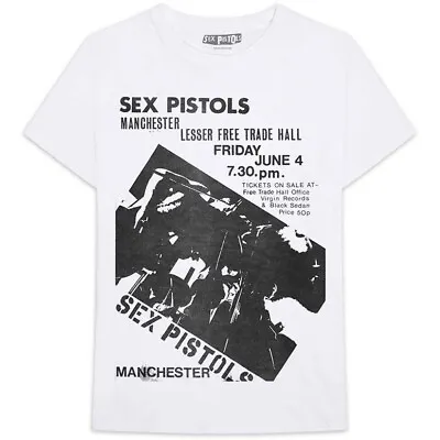 Buy Sex Pistols Manchester Flyer White T-Shirt OFFICIAL • 15.19£