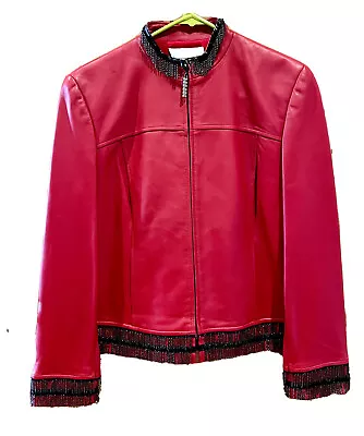 Buy St John Leather Jacket Red And Black 4 • 47.36£