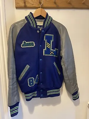 Buy Vintage 90s Leather And Wool Letterman Jacket Size S • 50£