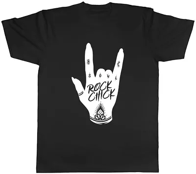 Buy Rock Chick Hand Sign Mens Unisex T-Shirt Tee • 8.99£