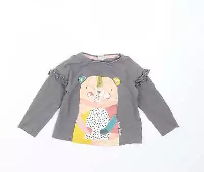 Buy TU Girls Grey Cotton Basic T-Shirt Size 18-24 Months Round Neck - Bear Hugs • 5£