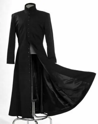 Buy Matrix Neo New Men's Cotton Coat Keanu Reeves Black Trench Gothic Jacket • 54£
