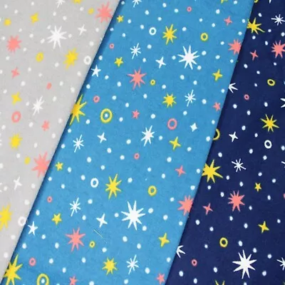Buy Brushed Cotton Winceyette Flannel Fabric Stars Star Sparkle Sky • 4.50£
