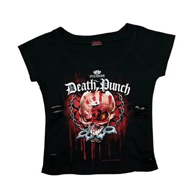 Buy Spiral FIVE FINGER DEATH PUNCH Metal Band Scoop Neck T-Shirt Women's XL Black • 13.60£