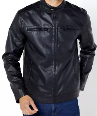 Buy New Men’s Brave Soul Faux Leather Racer Jacket RRP£60 • 24.99£