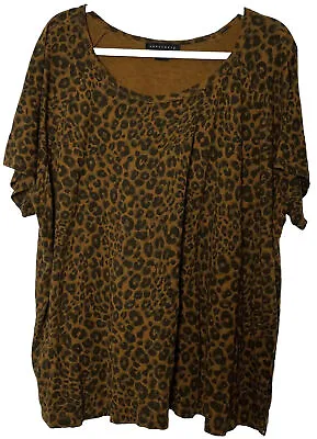 Buy Sanctuary Plus 3X Top T Shirt Cotton Rayon Animal Print Short Sleeve Soft Brown • 14.17£