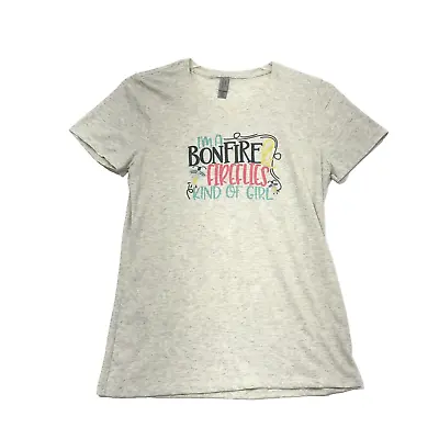 Buy Bonfire Fireflies Tee T-Shirt Womens Size M Medium Gray Short Sleeve Crew • 19.90£