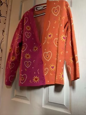 Buy Never Fully Dressed Cardigan Jacket M Orange Color Block Heart Moon Sun 683 • 35£