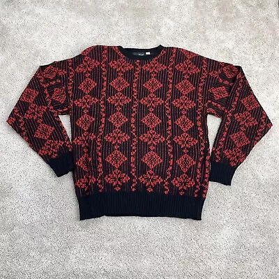 Buy Vintage 80s Sweater Womens Large Lauren Steele Cottage Jumper Diamond Red Knit • 22.99£