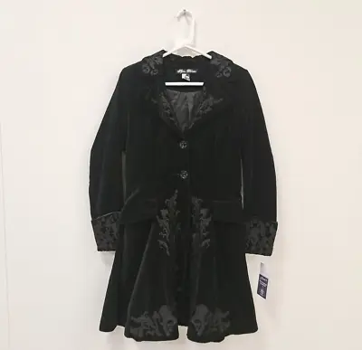 Buy Spin Doctor Black Velour Gothic Victoriana Style Embroidered Jacket Size Small • 70£