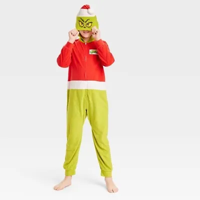 Buy Kids Dr Seuss The Grinch One Piece Pajamas Union Suit Boy Girl Christmas Costume • 29.92£