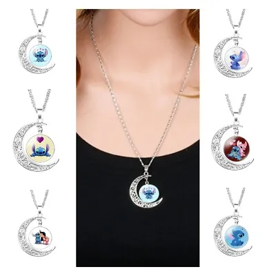 Buy Lilo And Stitch Necklace Heart Pendant Accessories Chain Set Women Jewelry Gift • 3.02£