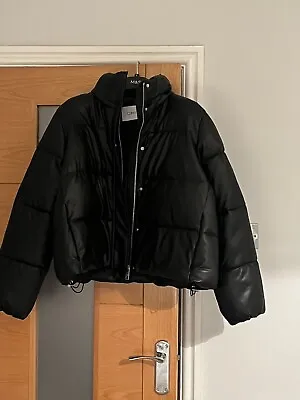 Buy Genuine Calvin Klein Womens Black Large Faux Leather Jacket Never Worn Cost £330 • 90£