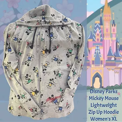 Buy DISNEY PARKS Women's Mickey Mouse Zip Up Hoodie Long Sleeve Pouch Pocket Size XL • 19.21£