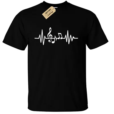 Buy Music Heart Beat T-Shirt Mens Musician Band Grunge Rock Singer Ekg Wave Line • 11.95£
