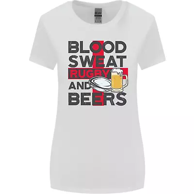 Buy Blood Sweat Rugby And Beers England Funny Womens Wider Cut T-Shirt • 9.99£