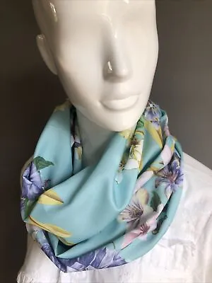 Buy Infinity Double Loop Circle Scarf Flowers Green Mint Yellow Mix Handmade • 8.99£