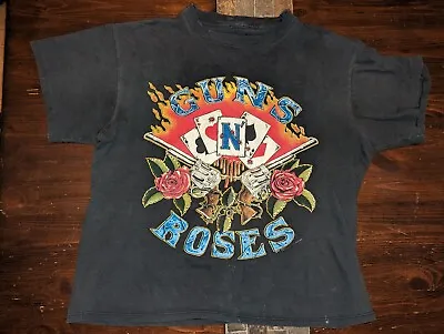 Buy AUTHENTIC Vintage Guns And Roses T-shirt 1991  Size Large • 265.02£
