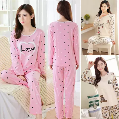 Buy Ladies Womens Pyjamas Pj Set Long Sleeve Top Nightwear Lounge Wear Pyjama UK • 5.99£