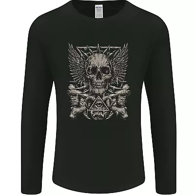 Buy Heavy Metal Skull Rock Music Guitar Biker Mens Long Sleeve T-Shirt • 12.99£