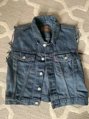 Buy Levis Denim Jacket Vintage USA Jean Bomber Vest, Blue, Womens Sz 8 • 19£