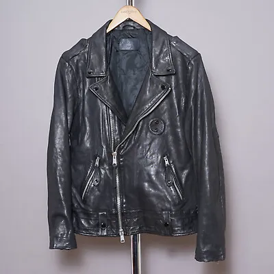 Buy ALL SAINTS Mens VIXON Leather Jacket LARGE Black Biker Celebrity L • 259.99£