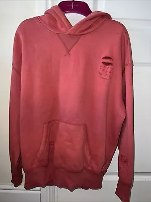 Buy Hollister Ladies Oversized Distressed Faded Red Hoodie Size XS Excellent Cond  • 1.99£