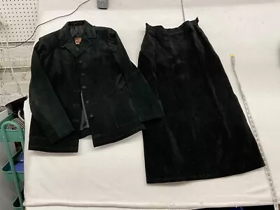 Buy Stan Herman Black Washable Leather Jacket & Skirt Set Sz Medium Sz 10 • 37.88£