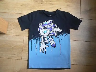 Buy Sonic The Hedgehog Black Blue T Shirt Age 5 Yrs • 2£