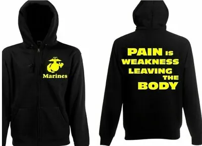 Buy US Army Marine Slogan   Pain Is Weakness Leaving The Body   Usmc Hooded Jacket • 52.64£