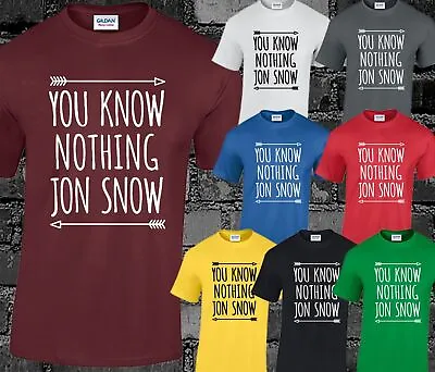 Buy You Know Nothing Mens T Shirt Jon Snow Stark Lannister Game Of Thrones Top Cool • 8.99£