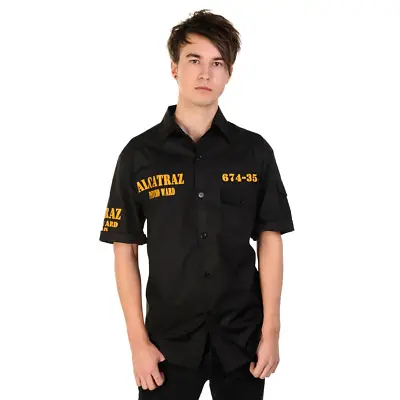 Buy Banned Apparel Alcatraz Black Button Up Shirt Prison Alternative Clothing • 30.96£