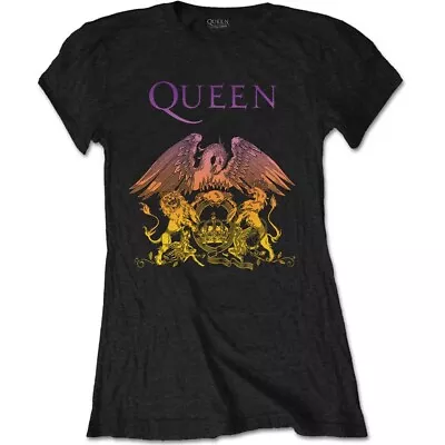 Buy Ladies Queen Crest Freddie Mercury Brian May Official Tee T-Shirt Womens • 15.99£