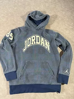 Buy Nike Air Jordan Boys Hoodie Sweatshirt Spell Out Long Sleeve Fleece Blue XL • 14.05£