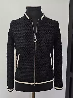 Buy NWT *Maje* Women´s B/W Metallic Knit Cardigan Type Bomb Zip Jacket Size 1 Small • 95.46£