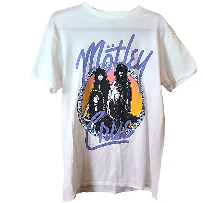 Buy Motley Crue Sz M Global White Purple Multi-Color Retro Graphic Band T-Shirt NWOT • 28.42£