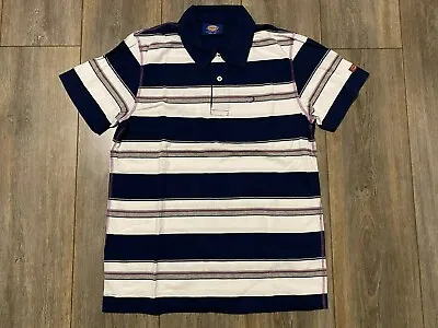 Buy Dickies Polo TOP TShirt White And Blue Stripes • 19.99£