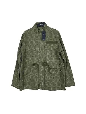 Buy Womens M&S Long Sleeve Jacket Cotton Rich Army Camouflage Ladies Casual Coat • 25£