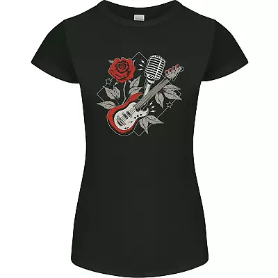 Buy Rockabilly Guitar & Microphone Rock & Roll Womens Petite Cut T-Shirt • 9.99£