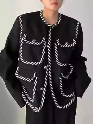 Buy Ladies Black Blazer Rope Edgy Urban Rock Chic Designer Quiet Lux  Jacket Coat 16 • 134.99£