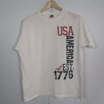Buy Vintage USA Mens T-Shirt Size L White United States Of America Patriotic Tee • 6.56£