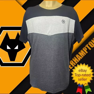 Buy Official Mens Large Wolverhampton Wanderers T-Shirt Grey/Black Wolves T-Shirt • 10.99£