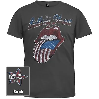Buy Officially Licensed The Rolling Stones Tour Of America 78 Mens Charcoal T Shirt • 16.50£