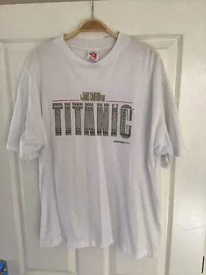 Buy Titanic 1998 Film Promo Graphic Hanes T-shirt White Large Vintage • 35£