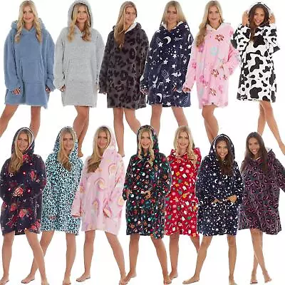 Buy Womens Oversized Hoodie Giant Fleece Hooded Blanket Winter Robe Adult • 18.95£