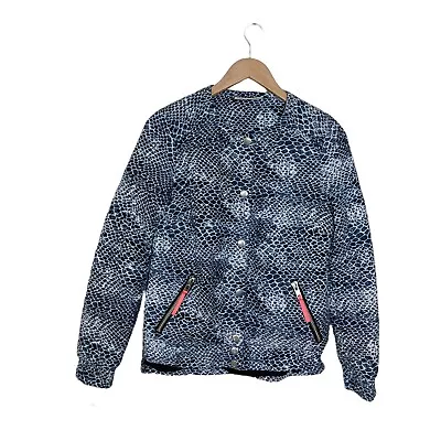 Buy NOISY MAY Casual Retro Jacket Size Small 8 10 12 Womans Blue Snake Print Zip Up • 22.95£