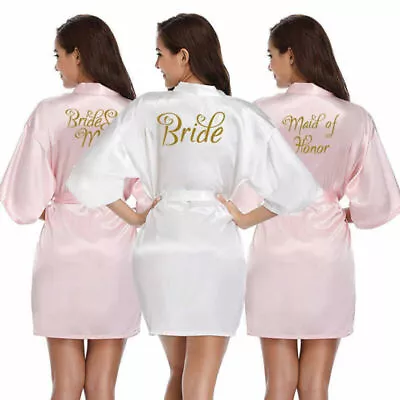 Buy Bride Pyjamas Wedding Kimono Robe Personalised Bath V Neck Gown Bridesmaid Satin • 10.79£