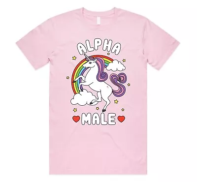 Buy Alpha Male T-shirt Top Funny Meme Unicorn Gift Unisex Joke Prank Fathers Day • 11.99£